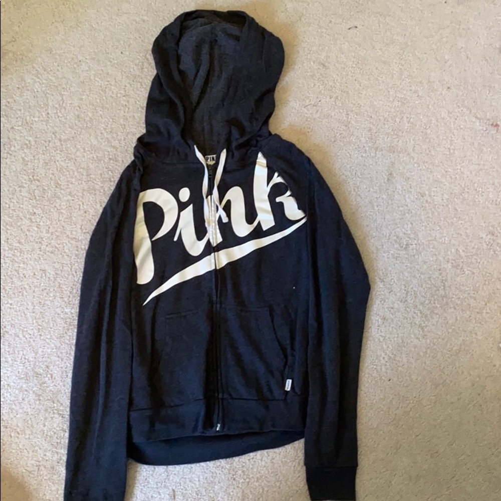 Dark gray PINK zip up hoodie